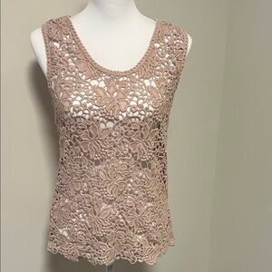 LOFT Elegant Crochet Lace Sleeveless Top